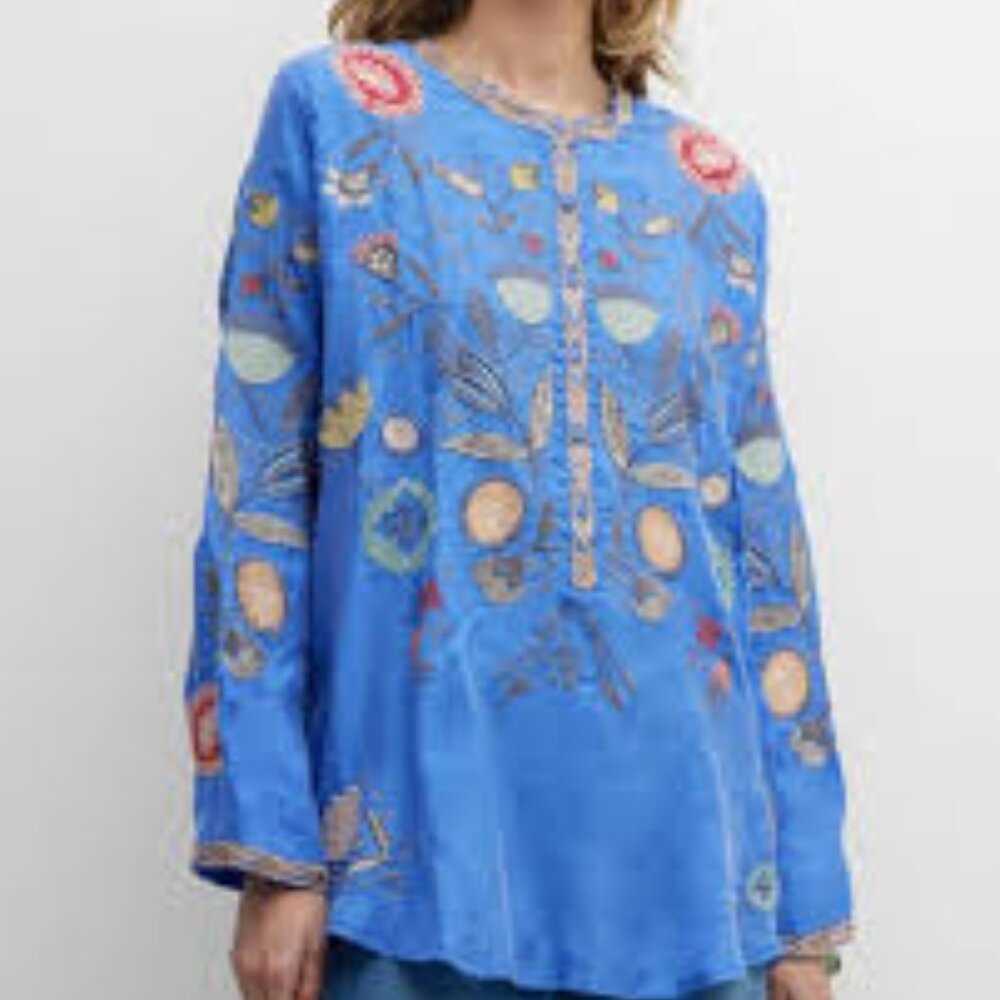 Brand New JOHNNY WAS Biya embroidered shirt top DYANI blouse